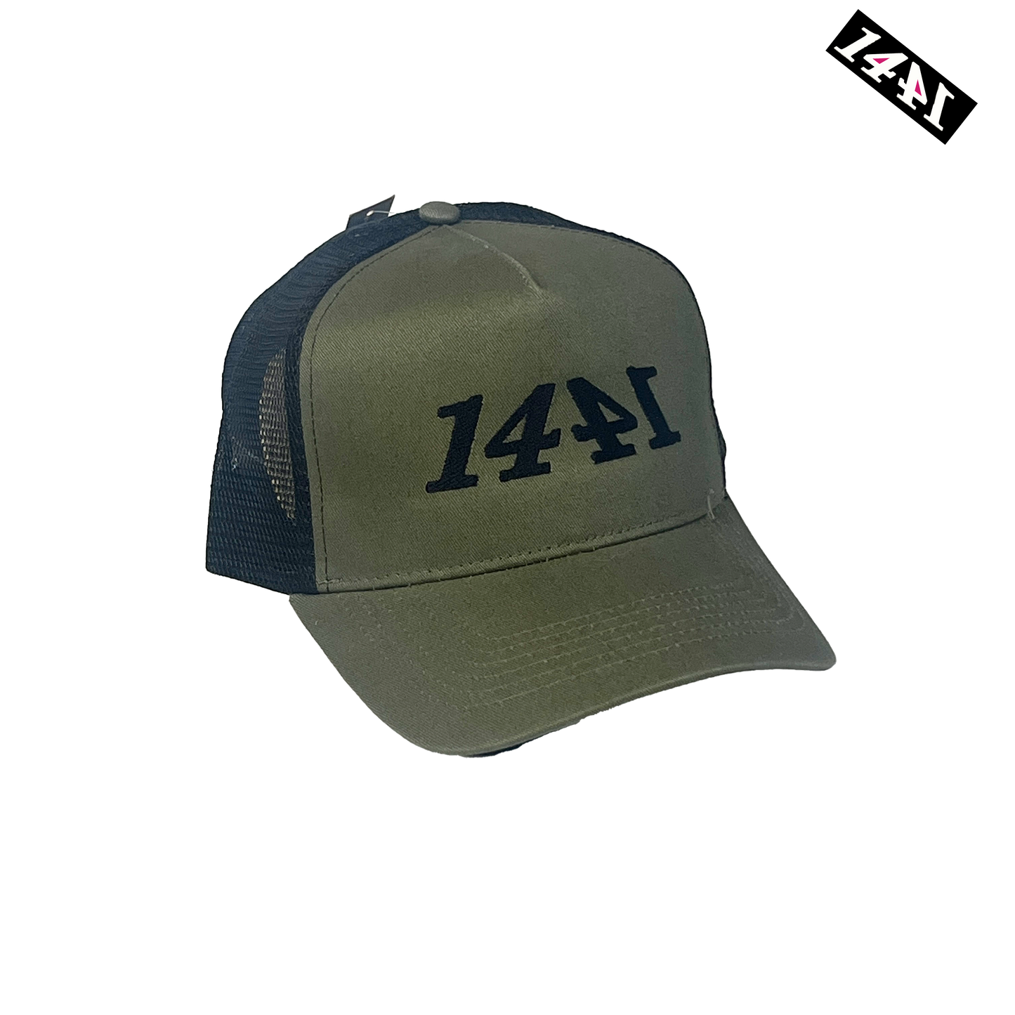 1441 Olive Green & Black Trucker Cap