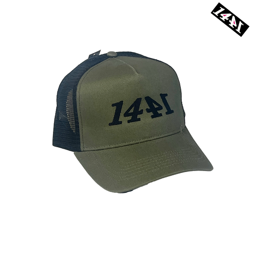 1441 Olive Green & Black Trucker Cap